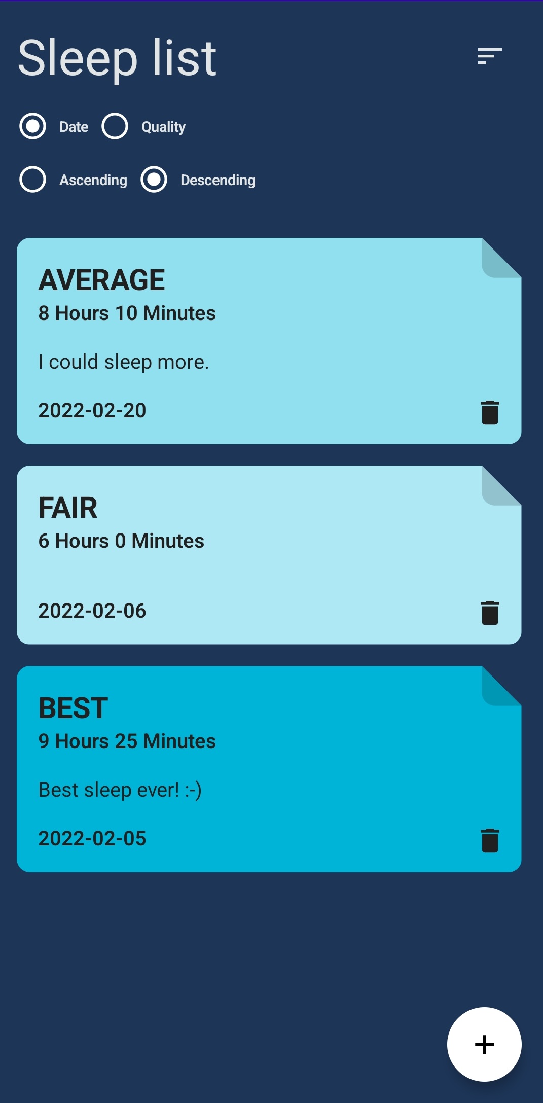 sleepLogSorting